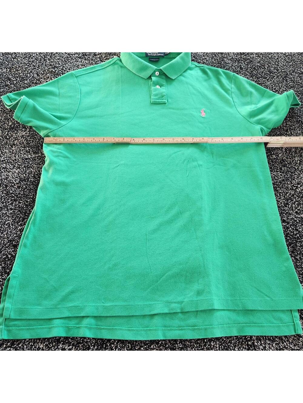 Vintage Polo Ralph Lauren Custom Fit Sz XL S/s Polo shirt Green Pink Pony Cotton - Picture 3 of 11